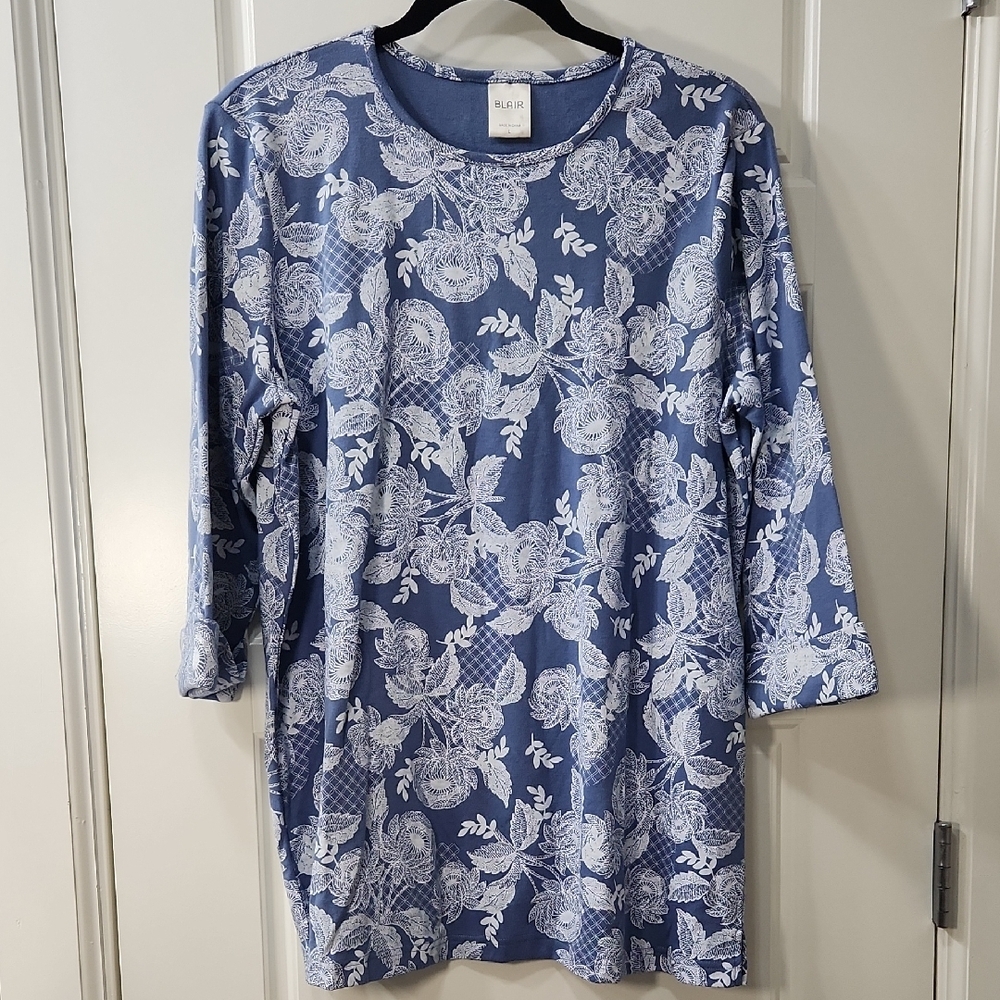 Blair Blue and White Floral Top - Large